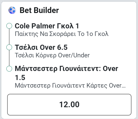 τσελσι μαντσεστερ γιουναιτεντ Bet builder προγνωστικα 1605
