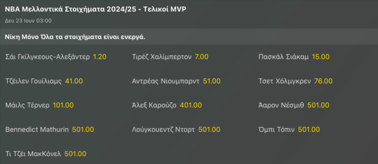 τελικοι nba 2025 νβα finals προγνωστικα στοιχημα αποδοσεις βετ365 bet365