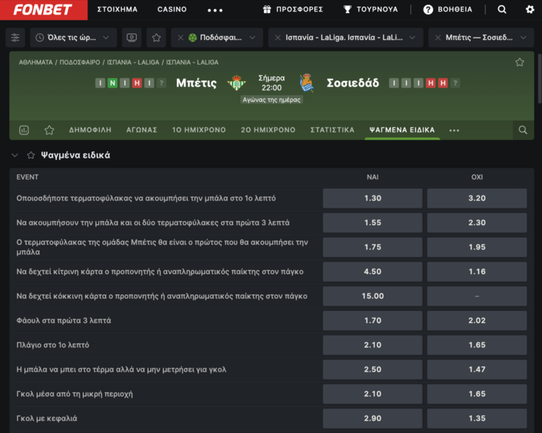 fonbet φονμπετ φονβετ προγνωστικα στοιχημα αποδοσεις προσφορες
