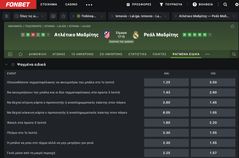 fonbet φονμπετ φονβετ προγνωστικα στοιχημα αποδοσεις προσφορες
