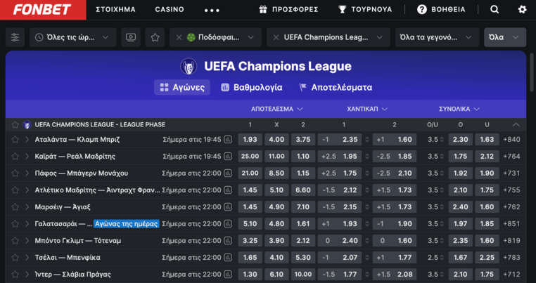 fonbet φονμπετ φονβετ προγνωστικα στοιχημα αποδοσεις προσφορες