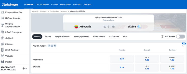 ελλαδα λιθουανια ευρωμπασκετ eurobasket αποδοσεις προκρισης