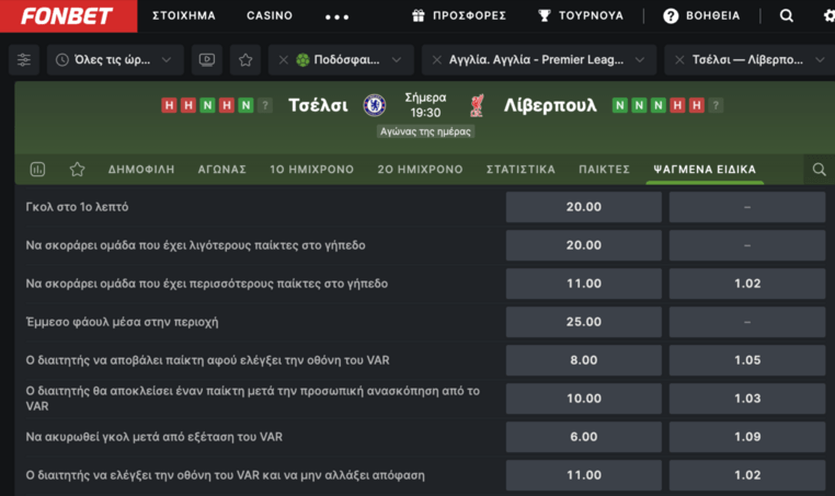 fonbet φονμπετ φονβετ προγνωστικα στοιχημα αποδοσεις προσφορες